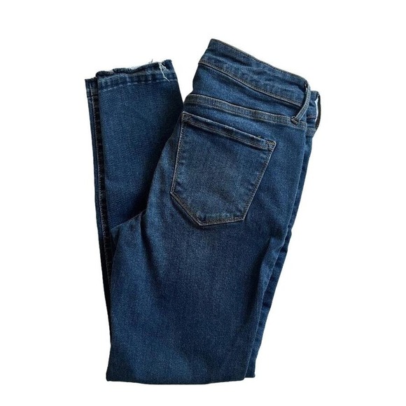 Old Navy Denim - Old Navy Rockstar Blue Denim Skinny Jeans Distressed Raw Hem Size 6